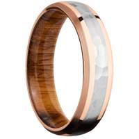 10K Rose Gold + Polish , Satin Finish + Desert Iron Wood