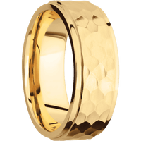 14K Yellow Gold + Hammer , Polish Finish