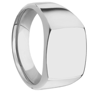 Medium Cushion signet ring (14x14mm) in Titanium, with a Wide style band.