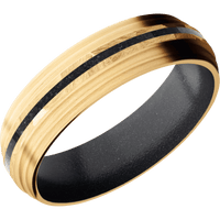 14K Yellow Gold + Rock , Satin Finish + Dark Grey