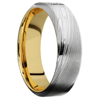 Damascus + Polish Finish + 10K Yellow Gold