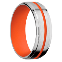 14K White Gold + Satin , Polish Finish + Hunter Orange