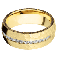 18K Yellow Gold + Hammer Finish