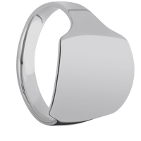 Large Cushion signet ring (18x18mm) in Titanium, with a Cigar style band.
