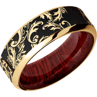 10K Yellow Gold + Polish , Polish Finish + Blood Wood