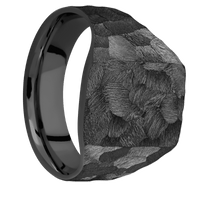 Medium Rectangle signet ring (16x11.5mm) in Zirconium, with a Wide style band.