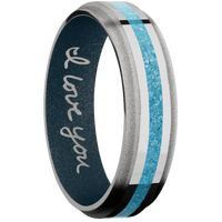 14K White Gold + Polish , Sand Finish + Blue Titanium