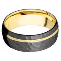 Zirconium + Hammer , Hammer Finish + 14K Yellow Gold
