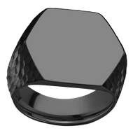 Extra Large Hexagon signet ring (23x20mm) in Zirconium, with a Wide style band.