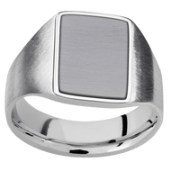Medium Rectangle signet ring (16x11.5mm) in Palladium Silver, with a Wide style band, a Tantalum inlay.