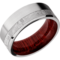 14K White Gold + Satin , Polish Finish + Blood Wood