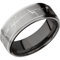 10K White Gold + Sand , Bead Finish + Tantalum Noir