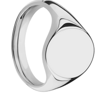 Medium Oval signet ring (16x13mm) in Titanium, with a Thin style band.