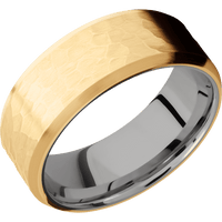 14K Yellow Gold + Hammer , Satin Finish + Titanium