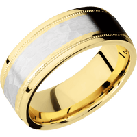 14K Yellow Gold + Hammer , Polish Finish