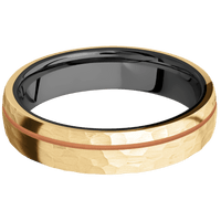10K Yellow Gold + Hammer , Hammer Finish + Zirconium