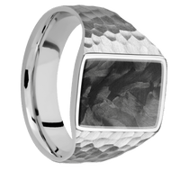 Medium Rectangle signet ring (16x11.5mm) in Cobalt Chrome, with a Wide style band, a Forged Carbon Fiber inlay.