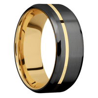 Zirconium + Machine , Polish Finish + 10K Yellow Gold