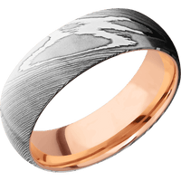 Damascus + Polish Finish + 14K Rose Gold