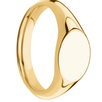 Small Horizontal Oval signet ring (12x9mm) in 10K Yellow Gold, with a Wide style band.