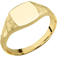 Small Cushion signet ring (10x10mm) in 10K Yellow Gold, with a Thin style band.