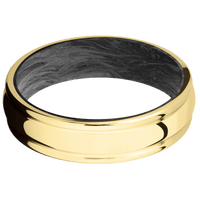 14K Yellow Gold + Polish , Polish Finish + Forged Carbon Fiber