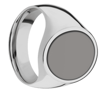 Large Oval signet ring (20x16mm) in Titanium, with a Wide style band, a Tantalum Noir inlay.