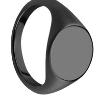 Medium Circle signet ring (14mm) in Zirconium, with a Thin style band.