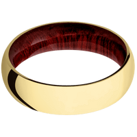 18K Yellow Gold + Polish Finish + Blood Wood