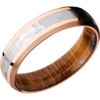 10K Rose Gold + Polish , Satin Finish + Desert Iron Wood