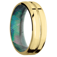 14K Yellow Gold + Polish , Polish Finish + Black Mother of Pearl