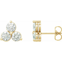 14K Yellow Gold 1/4 CTW Lab-Grown Diamond Three-Stone Earrings