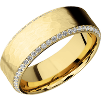 14K Yellow Gold + Hammer , Sand Finish