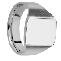Medium Rectangle signet ring (16x11.5mm) in Titanium, with a Wide style band.