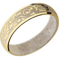 14K Yellow Gold + Polish Finish + Antler