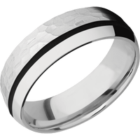 14K White Gold + Hammer , Polish Finish