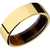 14K Yellow Gold + Polish Finish + Desert Iron Wood