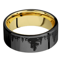 Zirconium + Polish Finish + 18K Yellow Gold