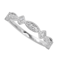 14K White Gold band with 4 Round, 3 Round and 6 Round Lab Grown Diamond having TCW-.23