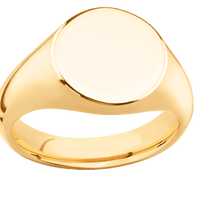Medium Circle signet ring (14mm) in 14K Yellow Gold, with a Wide style band.