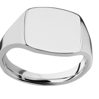 Medium Cushion signet ring (14x14mm) in Titanium, with a Thin style band.
