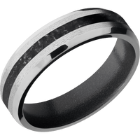 18K White Gold + Stone , Polish Finish + Dark Grey