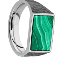 Medium Horizontal Rectangle signet ring (16x11.5mm) in Titanium, with a Wide style band, a Malachite inlay.