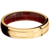 14K Yellow Gold + Rockpolish , Polish Finish + Red Heart