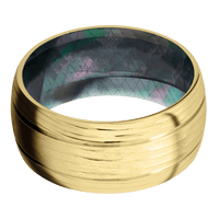 10K Yellow Gold + Treebarkh , Treebark3 Finish + Black Mother of Pearl
