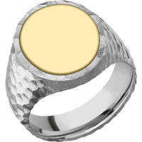 Large Oval signet ring (20x16mm) in Palladium Silver, with a Wide style band, a 14K Yellow Gold inlay.