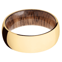 14K Yellow Gold + Polish Finish + Koa