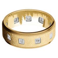 10K Yellow Gold + Stipple , Sand Finish