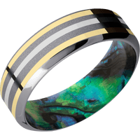 Tantalum + Sand , Polish Finish + Abalone
