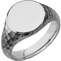 Medium Circle signet ring (14mm) in Titanium, with a Wide style band.